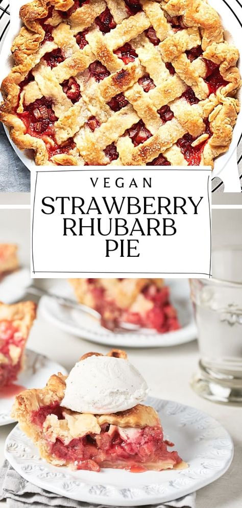 Vegan Strawberry Rhubarb, Strawberry Rhubarb Pie Filling, Strawberry Rhubarb Pie Recipe, Rhubarb Recipes Pie, Vegan Pie Crust, Strawberry Rhubarb Pie, Tart Filling, Rhubarb Pie, Easy Treat