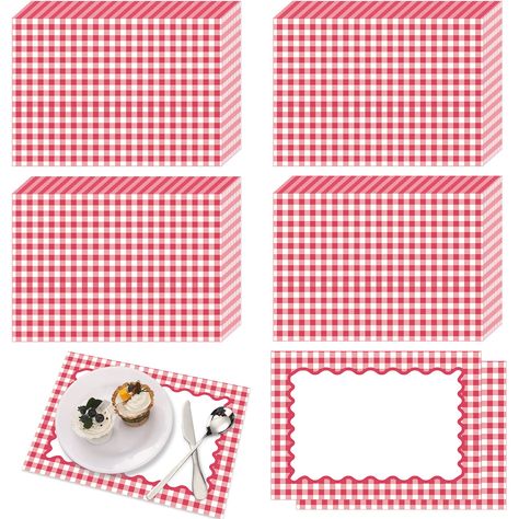 PRICES MAY VARY. Adequate to Meet Your Needs: you will receive 50 pieces of rustic placemats in total; The quantity is sufficient for you to apply and replace, and can easily meet your daily use and other requirements Proper Dimension to Apply: the size of these disposable placemats is about 13.4 x 9.45 inches/ 34 x 24 cm, appropriate and convenient for you to use, bringing you a nice and satisfying dining experience Serviceable and Lasting: the paper placemats are made of quality paper, reliabl Barbecue Party Decorations, Low Country Boil Party, Gingham Party, Rustic Placemats, Picnic Bbq, Dinner Party Table, Paper Placemats, Paper Table, Dinner Table Setting