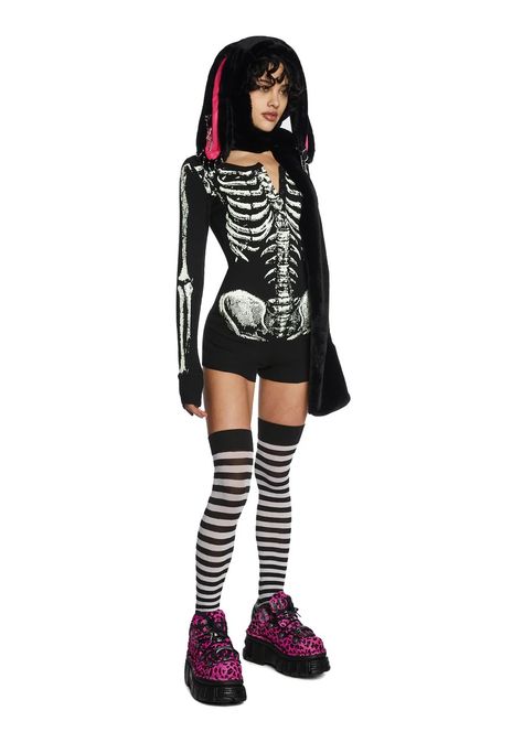 Halloween Costume Boots, School Halloween Costumes, Glow In The Dark Skeleton, Dark Skeleton, Skeleton Costume, Black Dolls, Romper Black, Costume Store, Group Costumes