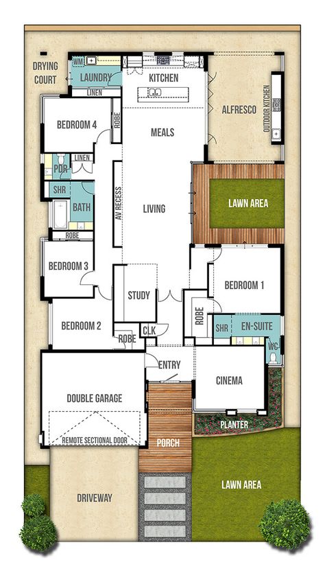 Moore single storey house plans by Boyd Design Perth Single Story House Floor Plans, One Level House Plans, Single Storey House, 6 Bedroom House Plans, Single Storey House Plans, Robie House, One Storey House, Modern House Floor Plans, Free House Plans