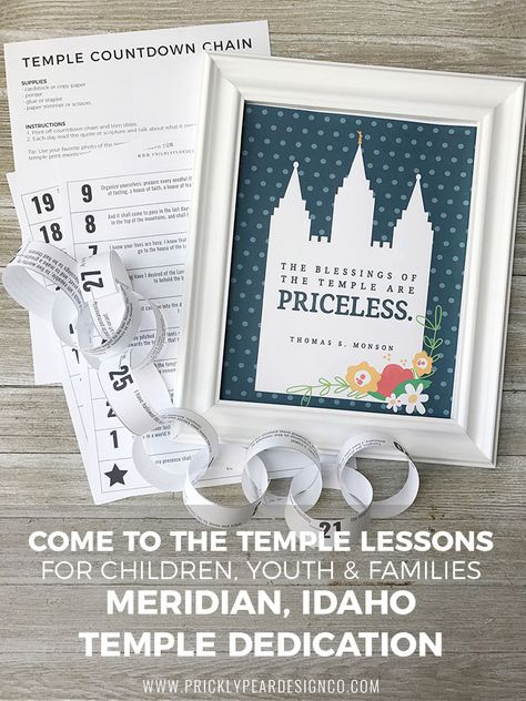 Come to the Temple Lessons for Meridian Idaho Temple Dedication | FREE lessons for families, youth, and children | FREE LDS Printables | Prickly Pear Design Co. Temple Crafts For Kids, Covenant Path Lds, Temple Handout, Temple Activities, Temple Craft, Priesthood Preview, Families Can Be Together Forever, Lds Activities, Choir Practice