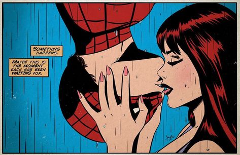 Grandes momentos de las películas de Marvel al estilo de los cómics Kissing Drawing, Comic Pop Art, Mary Jane Watson, Arte Van Gogh, Old Comics, Spiderman Comic, Draw Something, Spiderman Art, Amazing Spiderman