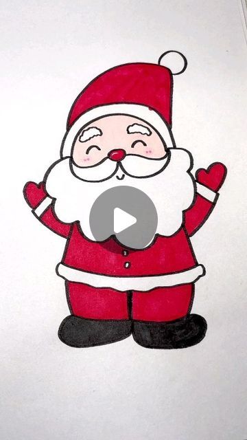 How To Draw The Grinch Step By Step Easy, Santa Easy Drawing, How To Draw Santa Claus, Cute Christmas Drawings Easy Simple, Simple Santa Drawing, Simple Christmas Drawing Ideas, Little Christmas Drawings, Christmas Drawing Ideas Creative, Santa Drawings