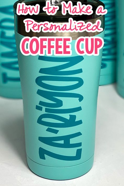 I am so excited to share how to make Personalized Coffee Cups with Adhesive Vinyl because I am seriously in love with how they turned out! Paper Food Packaging, Personalized Coffee Cup, Paper Food, Vinyl Personalized, Coffee Travel Mug, Diy Mugs, Coffee Cup Design, Cup Designs, Glass Coffee Cups