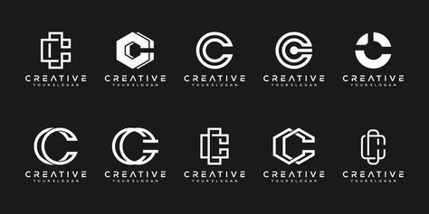 Set of creative monogram letter c logo d... | Premium Vector #Freepik #vector #logo #company #corporate-identity #branding Letter C Logo Design, C Logo Design, Letter C Logo, Origami Logo, Lettermark Logos, Hexagon Logo, Letters Logo, Clothing Brand Logos, Luxury Logo Design