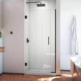 DreamLine Unidoor Plus Satin Black 34-1/2-in to 35-in x 72-in Frameless Hinged Shower Door in the Shower Doors department at Lowes.com Hinged Shower Door, Modern Towel Bars, Frameless Hinged Shower Door, Modern Tub, Frameless Shower Door, Bathtub Doors, Tub Doors, Tub Shower Doors, Frameless Shower Doors