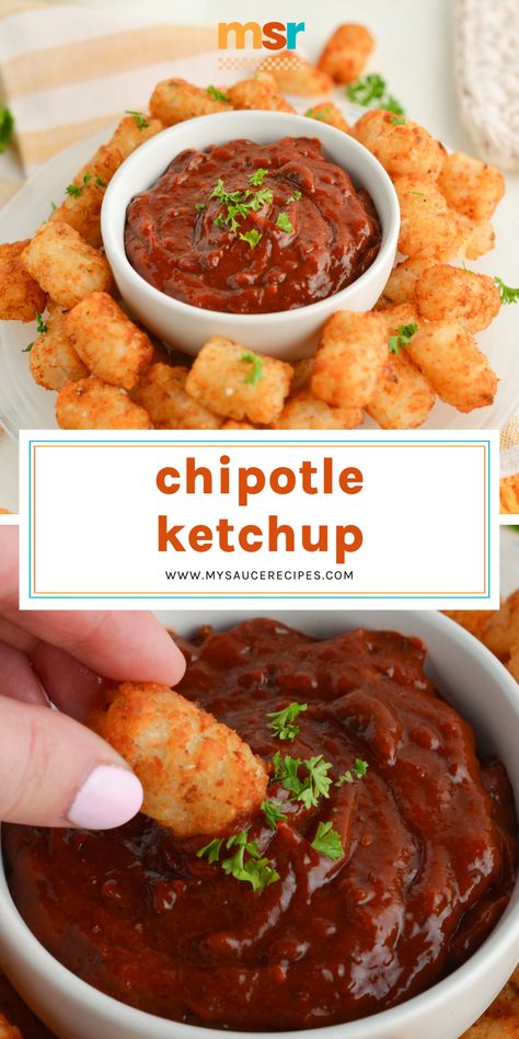 Take your plain ketchup to the next level with this THREE ingredient Chipotle Ketchup recipe! Great to dip fries or just about anything into! Black Ketchup Recipe, Black Ketchup, Spicy Ketchup Recipe, Fruit Ketchup, Chipotle Ketchup, Ketchup Recipes, Grilled Cheese Sticks, Mac Sauce Recipe, Food Franchise