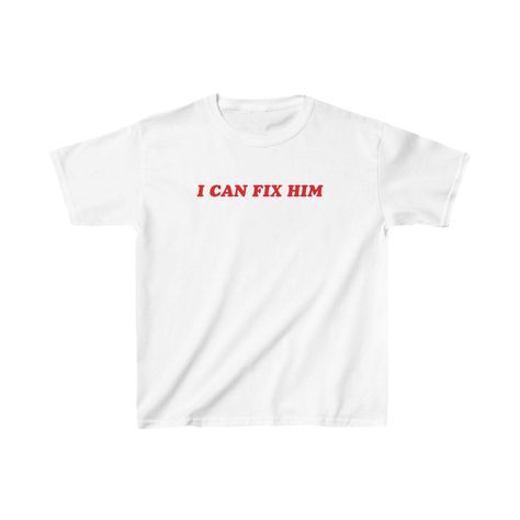 Description: I Can Fix Him Baby Tee | Funny Trendy Baby Tee | Vintage Y2K Style | 2000s Retro Style | Baby Tee For Women Midweight Comfort 🌿:  With a fabric weight of 5.3 oz/yd² (180 g/m our women's baby tees strike the perfect balance between lightweight breathability and cozy warmth, making them suitable for any season (100% cotton) Ethically Produced 🌍:  Our commitment to ethical fashion shines in our women's baby tee collection, made from ethically grown and harvested US cotton, showcasing our dedication to responsible production and environmental stewardship. ✩ CARE & MAINTENANCE ✩ To ensure the longevity of your women's baby tee, we recommend washing in cold water with similar colors. Tumble dry low and iron on a low setting if needed. Avoid ironing directly on prints and enjoy las Taylor Swift Baby Tee, Tiktok Clothes, I Can Fix Him, Funny Baby Tees, Environmental Stewardship, Baby Tees Y2k, Style Box, Baby Tees, Baby T Shirts