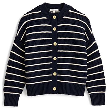 If the button-back isn't your style, this cardigan is a great option. Alex Mill, Stripe Cardigan, French Stripes, Fall Capsule Wardrobe, Chunky Cardigan, Chunky Knit Cardigan, Bold Stripes, Favorite Sweater, Cotton Cardigan