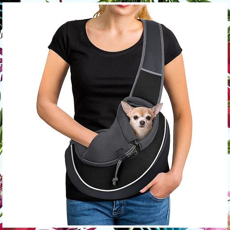 YUDODO Pet Dog Sling Carrier Mesh Hand Free Adjustable Dog Satchel Carrier Bag Papoose Crossbody for Small Medium Dog Cat Rab Dog Carrying Bag, Dog Carrier Sling, Dog Sling, Custom Baggers, Sling Carrier, Pet Bag, Bichon Frise, Pet Safe, Carrier Bag