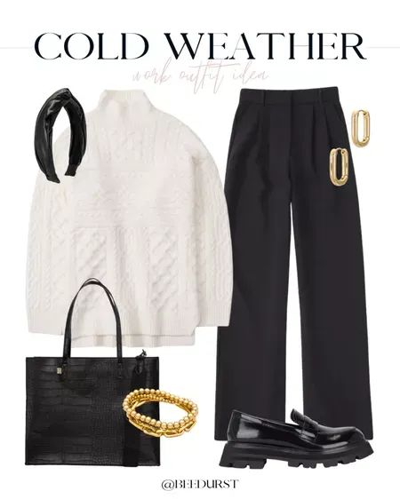 Snowy Office Outfit, Cold Winter Office Outfits Women, Cold Work Outfit Business Casual, January Outfits For Women Work, January Office Outfits, Cold Office Outfit Winter, Snowy Work Outfit, Cold Weather Work Outfits Offices, Office Outfit Winter Cold Weather