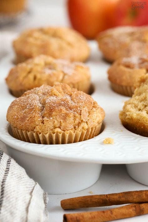 These soft and fluffy Apple Cinnamon Muffins make a delicious fall breakfast or snack. Filled with the flavors of apples, cinnamon, brown sugar, and vanilla and baked to perfection. Brown Sugar Muffins, Coffee Cake Muffin Recipes, Apple Cinnamon Muffins Recipe, Celebrating Sweets, Apple Muffin Recipes, Cinnamon Icing, Apples Cinnamon, Apple Cinnamon Muffins, Coffee Cake Muffins