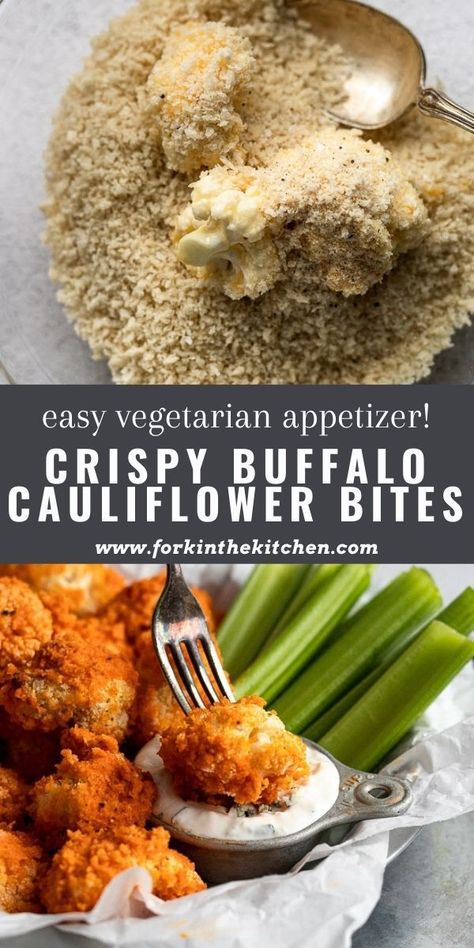 Cauliflower Buffalo Wings Baked, Baked Crispy Cauliflower, How To Make Buffalo Cauliflower, Panko Cauliflower Baked, Oven Baked Cauliflower Wings, Buffalo Cauliflower Oven, Buffalo Califlour Bites, Biohacking Recipes, Cauliflower Bites Baked