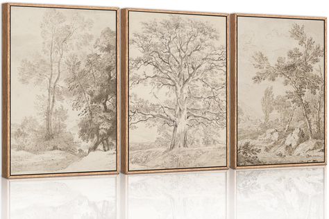 PRICES MAY VARY. 【Vintage Sketchbook Forest Framed Canvas Wall Art Set】This sketchbook forest wall art set executed in a charming sketch style, captures forest and trees, evoking an poetic atmosphere. Its modern organic farmhouse aesthetic is reminiscent of countryside charm. Utilizing this artwork as part of your decor will make your room full of poetry. 【Perfect Decoration】Elevate your space with this neutral minimalist tree wall decor with its sketch beige elements set against elegant hues. Whether you're looking to adorn a living room, bedroom, bathroom, dining room, hallway, kitchen, hotel or office, this wall decor will integrate effortlessly, enhancing any area you can envision. 【Easy To Hang】The size of this wilderness illustration wall painting is 16x24 inches (40x60cm). With the Wilderness Illustration, Vintage Sketchbook, Minimalist Tree, Neutral Minimalist, Scandinavian Wall Art, Tree Wall Decor, Forest Wall Art, Wall Decor Pictures, Farmhouse Wall Art