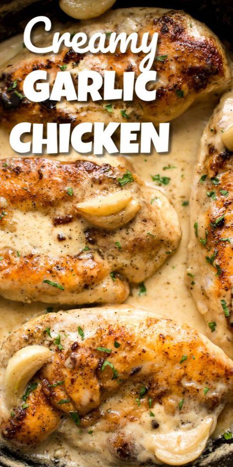 Skillet Fried Chicken, Essen Recipes, Creamy Garlic Chicken Recipes, Salt Lavender, Garlic Garlic, Chicken Garlic, Dada Ayam, Creamy Garlic Chicken, Creamy Garlic Sauce