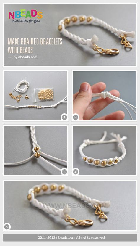 Make Braided Bracelets with Beads beads diy Diy Braided Bracelets With Beads, Braided Bracelets With Beads, Rope Bracelets Diy, Bracelets With Beads, Braid Bracelet, Braided Bracelet Diy, Braided Rope Bracelet, Diy Bracelets Tutorials, Braid Jewelry