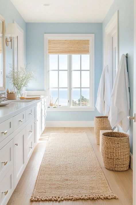 15 Coastal Bathroom Ideas for a Serene Seaside Escape – Everyday Inspo Coastal Bathroom Colors, Small Coastal Bathroom Ideas, Coastal Bathroom Ideas, Coastal Bathroom Design, Coastal Bathroom Decor, Beach House Aesthetic, Beachy Bathroom, Victorian Renovation, Beach House Bathroom