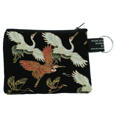 Crane Jewelry, Black Crane Clothing, Crane Fabric, Crane Necklace, Japanese Cranes, Japanese Coin Purse, Japanese Things, Japanese Crane, Crane Design