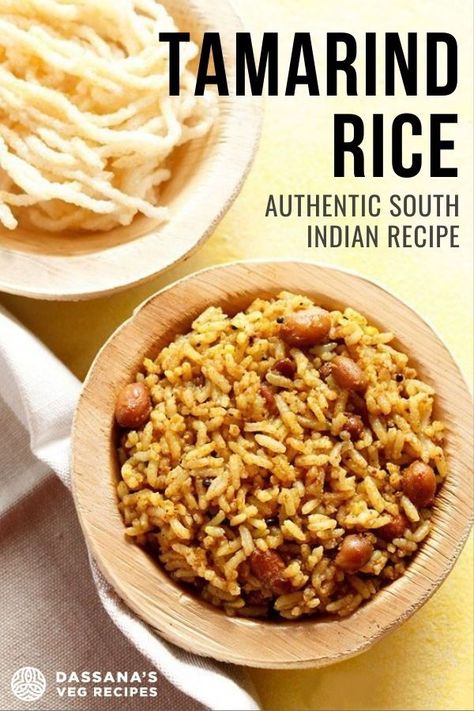 Tamarind Rice South Indian, Tamarind Rice Recipe, Tamarind Paste Recipes, Tamil Recipes, South Indian Vegetarian Recipes, Tamarind Rice, Tamarind Recipes, Variety Rice, Indian Dinner Recipes