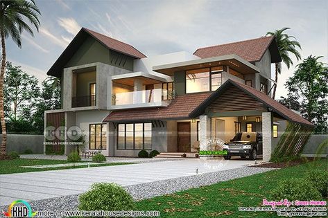 Small House Design Kerala, 4 Bedroom House Plan, Kerala Traditional House, Kerala Home Design, Kerala Home, Green Homes, House Roof Design, Architecture Elevation, Contemporary House Exterior