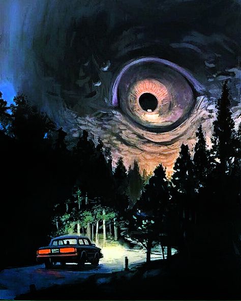 Foreboding "Eye in the Sky" painting. Horror Artwork Creepy Dark Art, Lovecraftian Horror Art, Dark Illustration, Lovecraftian Horror, Cosmic Horror, 다크 판타지, Arte Obscura, Arte Inspo, Scary Art