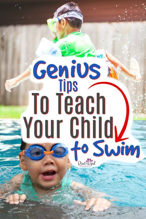 Does your child need to learn how to swim? Check out these genius parenting tips for teaching your child to swim --- even if she's scared! Creative, simple and effective, these tips are perfect for helping your child to learn how to swim fast! #parenting #swimming #teaching #kids #parentingtips #parentinghacks ##swimminglessons #pintsizedtreasures How To Swim Faster, Teach Kids To Swim, Toddler Swimming, Swimming Lessons, Confidence Kids, Water Safety, Smart Parenting, Learn To Swim, Swim Lessons