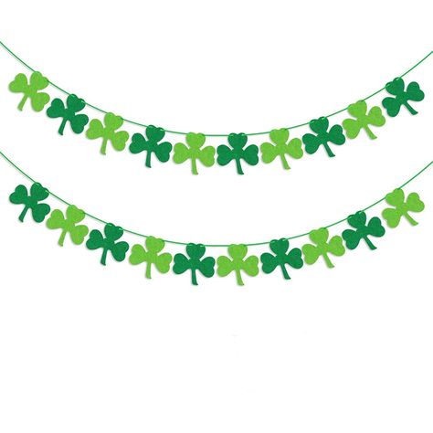 Felt Fabric Springs Green Shamrock Clover Garlands Banner St. Patrick's Day Decorations Irish Party Hanging Streamers, Irish Party, Green Shamrock, St Patrick's Day Decorations, Felt Fabric, Spring Green, Springs, Felt, Green