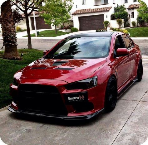 Red car Evo 10, Slammed Cars, Bmw M Power, Lancer Evo, Evo X, Mitsubishi Evo, Japan Car, Lancer Evolution, Mitsubishi Lancer Evolution