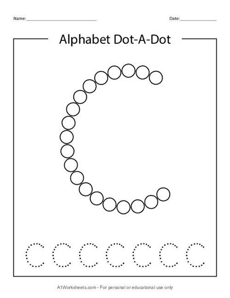 Learning alphabet can be easy and fun using this Do-a-Dot or Dab-a-Dot printable worksheets. This can help kids to learn, trace and recognize the uppercase letter C of the alphabet. Letter C Dot Printable, Dab A Dot Printables Free, Daycare Worksheets, Letter C Printable, Letter C Activities, Letter C Worksheets, Printable Worksheets For Kindergarten, Jolly Phonics Activities, Lkg Worksheets