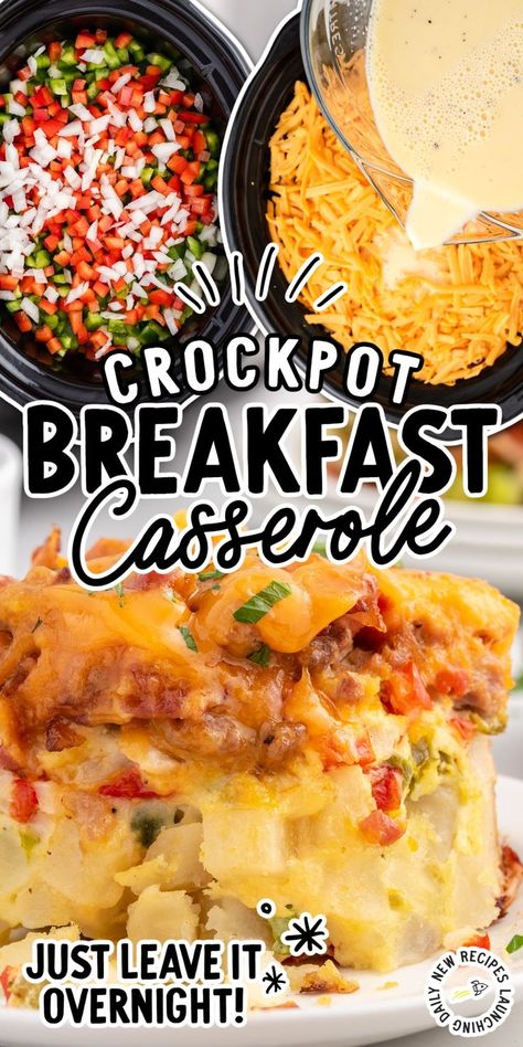 Crockpot Breakfast Casserole Crockpot Mexican Breakfast Casserole, Overnight Crockpot Breakfast Casserole With Hashbrowns, Crockpot Egg Bake Overnight, Crockpot Recipes Breakfast, Crockpot Breakfast Casserole Overnight, Easy Crockpot Breakfast Casserole, Crockpot Breakfasts, Easy Crockpot Breakfast, Crockpot Breakfast Recipes