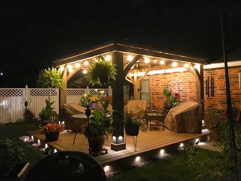 Solid Construction. Lasting Quality - Yardistry Structures - Gazebos, Pavilions and Pergolas Canopy Outdoor Gazebo Patio Ideas, Deck For Gazebo, Gazebo Off House Patio, Outside Gazebo Decorating Ideas, Gazebo Ideas On Deck, Open Gazebo Ideas Backyard, Raised Gazebo Ideas, Hard Top Gazebo Decorating Ideas, 12x16 Gazebo Ideas