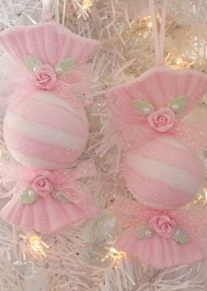 Diy Pink Ornaments, Pinkmas Decor, Aesthetic Ornaments, Pink Wonderland, Shabby Chic Christmas Ornaments, Coquette Winter, Sugarplum Fairy, Winter Coquette, Pink Ornaments