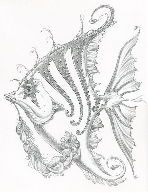 Angel Fish Drawing Fish Sketch, Fish Drawings, Real Tattoo, Angel Fish, Fish Art, Cat Drawing, A Drawing, Pencil Art, Pencil Drawing