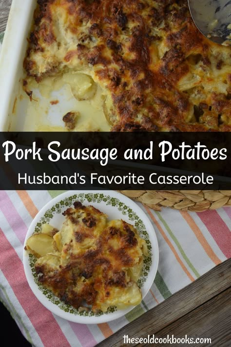 Putting this sausage and potaoto casserole together is a breeze. You do have to boil the potatoes and brown the pork sausage before you assemble but both of those steps take just a few minutes each and can be done at the same time! Once those ingredients are cooked, this pork sausage casserole is assembled in 4 layers. Recipes With Bulk Pork Sausage, Pork Sausage Dinner Ideas, Loose Pork Sausage Recipes, Recipes Using Country Sausage, Sausage Potato Casserole Dinner, Dinners With Pork Sausage, Best Meat And Potatoes Recipes, Pork Sausage And Potatoes, Recipes Using Pork Sausage Dinners