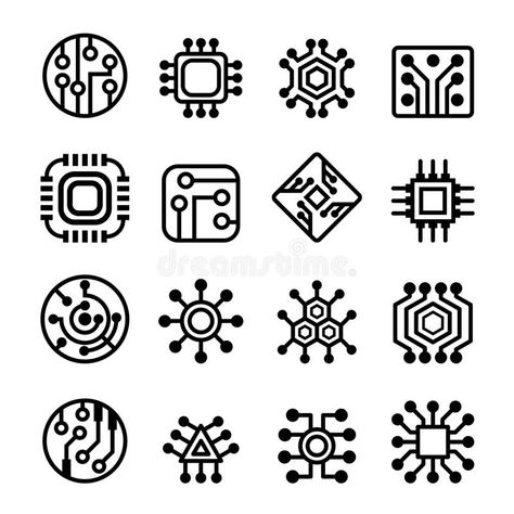 Computer Chips and Electronic Circuit icons set. Computer Chips and Electronic C , #AFF, #Electronic, #Chips, #Computer, #set, #icons #ad Circuit Board Tattoo, Computer Tattoo, Circuit Tattoo, Electronic Tattoo, Tech Tattoo, Cyberpunk Tattoo, Idle Game, Circuit Board Design, Computer Chip