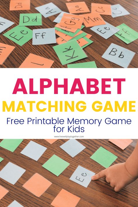 This ABC Memory Match-Up is a fun alphabet game you can use with toddlers or preschoolers.  It is a fun way to learn and practice the letters of the alphabet and can easily be used at home or in the classroom.  Keep reading to get your own printable ABC matching game cards! Abc Matching, Alphabet Letter Activities, Alphabet Game, Fun Alphabet, Abc Games, Abc Printables, Memory Games For Kids, Alphabet Games, Alphabet Matching