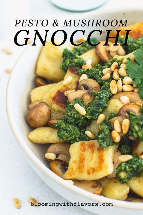 Mushroom Gnocchi Recipes, Pesto Gnocchi Recipes, Gnocchi With Pesto, Mushroom Pesto, Mushroom Gnocchi, Pesto Gnocchi, Gnocchi Dishes, How To Cook Gnocchi, Gnocchi Recipes