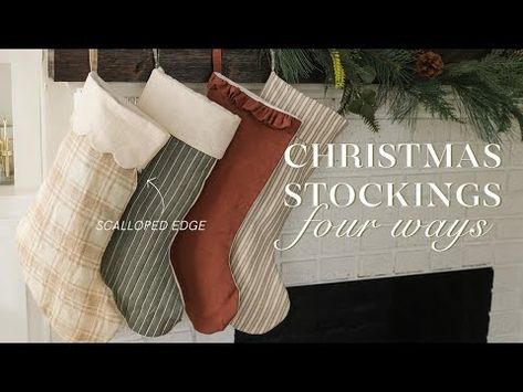 Sew A Christmas Stocking with a scalloped edge, ruffle, quilted, & more! - YouTube Christmas Stockings Diy Pattern, Diy Quilted Stockings Christmas, How To Sew Christmas Stocking, Easy Christmas Stockings To Sew, Diy Personalized Stockings Christmas, How To Sew A Stocking, Diy Quilted Stocking, Quilted Stockings Christmas Pattern, Christmas Stocking Pattern Free Sewing