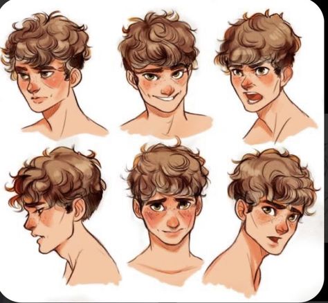 Mens Curly Hair Drawing Reference, Guy Curly Hair Drawing, Short Curly Hair Male Drawing, Hair Inspo Drawing Male, Male Character Hair Design, Curly Guy Hair Drawing, Cute Drawings Of Men, Curly Hair Drawing Tutorial Male, Boys Hair Reference