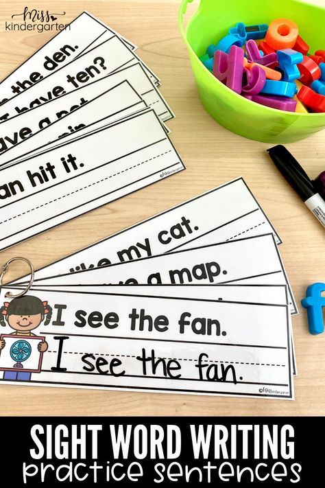 Sight Word Writing Practice, High Frequency Words Activities, Sentences Kindergarten, Kindergarten Writing Activities, Word Reading, Sight Word Centers, Preschool Sight Words, Writing Sight Words, Sight Word Sentences