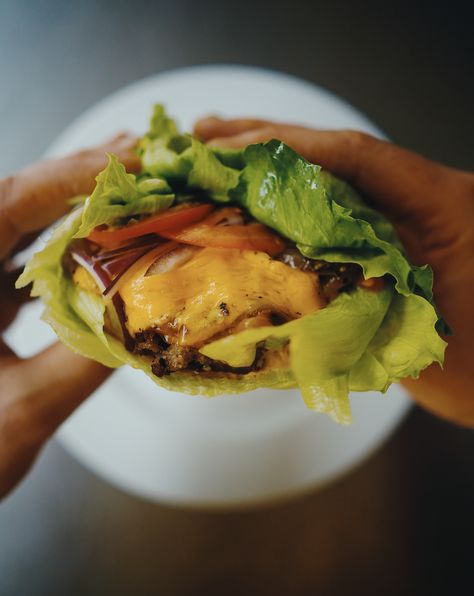 A.D.I.P's Lettuce Wrap Burger Burgers Without Buns, Lettuce Wrap Burger, Wrap Burger, Lettuce Burgers, Lettuce Wrapped Burger, Maldon Salt, Burger Patty, Red Onion Relish, Lettuce Wrap