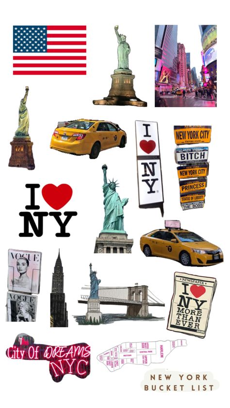 New York Stickers Printable, Scrapbook New York, New York Scrapbook Ideas, Nyc Symbols, Mood Stickers Printable, New York Scrapbook, Nyc Stickers, Nyc Scrapbook, New York Stickers