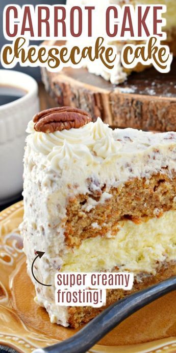 Carrot Cake Cheesecake Cake Recipe, Box Carrot Cake Cheesecake Easy, Layered Carrot Cake With Cream Cheese Frosting, Best Carrot Cake Cheesecake Recipe, Carrot Cake Cheesecake Cake, Carrot Cake With Cheesecake Layer, Cheesecake Birthday Cakes, Easter Carrot Cake Cheesecake, Cheesecakes For Thanksgiving