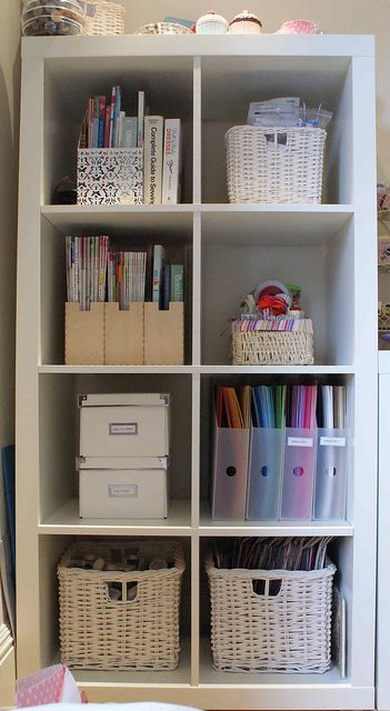 Work Office Decor, Bookshelf Organization, Dream Craft Room, Craft Room Design, White Shelves, Craft Room Storage, Craft Room Office, Home Organisation, Home Organization Hacks