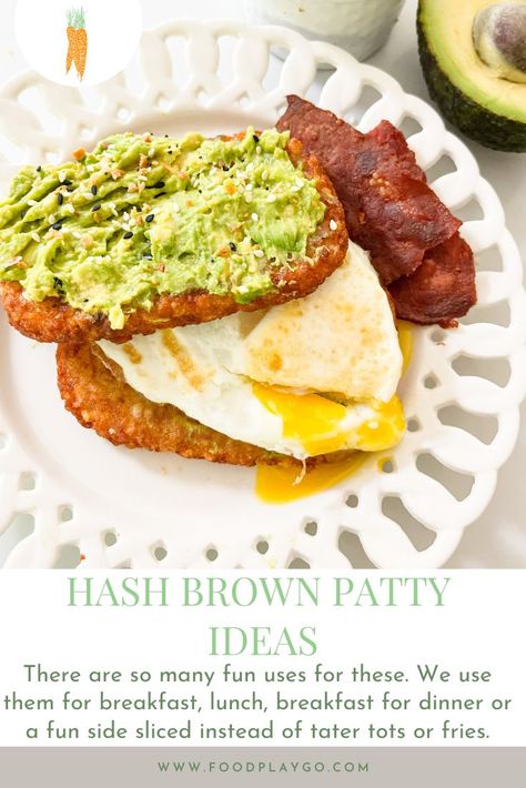 Ways to eat hash brown patties Dinner Lunch Ideas, Patty Food, Hash Brown Patties, Breakfast Inspiration, Breakfast Hashbrowns, Lunch Inspiration, Food Play, Hashbrown Recipes, Patties Recipe