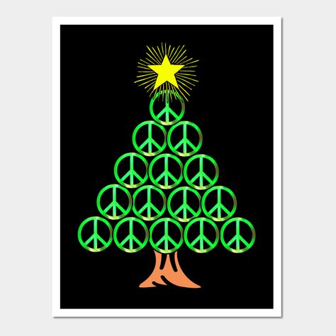 Peace On Earth Christmas Tree, Christmas Peace Sign, Peace Sign Christmas, Sign Christmas Tree, 2024 Classroom, Hippie Christmas, Christmas Tree Poster, Classroom Doors, Diy Abstract Canvas Art