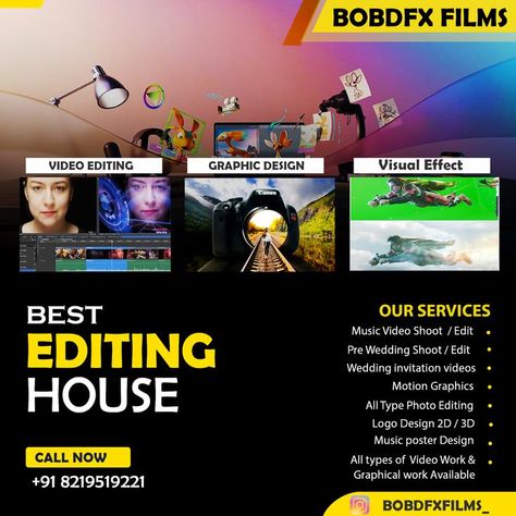 Our Services 🎬 #bobdfxfilms Music Video Shoot / Edit Pre Wedding Shoot / Edit Wedding invitation videos Motion Graphics All Type Photo Editing Logo Design 2D / 3D Music poster Design All types of Video Work & Graphical work Available Photo Editing Logo, Editing Logo, 3d Music, Music Video Shoot, Best Video Editing, Video Editing Services, Music Poster Design, Wedding Invitation Video, Video Shoot