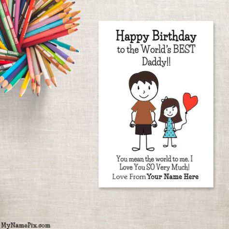 Celebrate your Dad birthday in an awesome way now. Customize birthday card for dad from daughter name and wish him a very happy birthday. Happy Birthday Papa Painting, Birthday Card For Father From Daughter, Greeting Cards For Fathers Birthday, Greeting Card For Father Birthday, Birthday Card For Dad From Daughter, Card For Father's Birthday, Happy Birthday Father From Daughter, Birthday Cards For Dad From Daughter, Birthday Card For Father Handmade