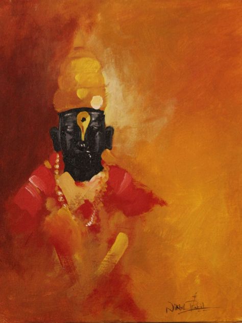 Vitthal the god of hindu. Painted on canvas with acrylic media.  Artist-Nikhil Patil. Vitthal Rukmini Canvas Painting, Vitthal Painting Abstract, Vitthala Painting, Lord Vitthal Painting, Vitthal Illustration, Vithal Painting, Vittala Panduranga Painting, Vitthal Rukmini Painting, Vitthal Art