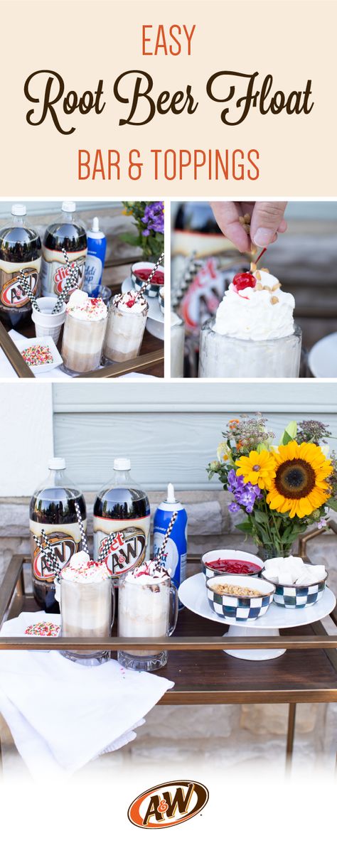 Float Bar, Ice Storage For Party, Coke Float Bar, Root Beer Float Birthday Party Ideas, Root Beer Float Bar Ideas, Root Beer Float Party Ideas, Root Beer Party, Root Beer Float Party, Rootbeer Float Bar Parties